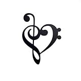 Music Clef Heart Wall Art, Treble and Bass Clef Heart Metal Wall Art, Black Musical Notes Wall Decor, Music lover gift, Bedroom Office Living room Decorations, Decor for Musicians and Teachers
