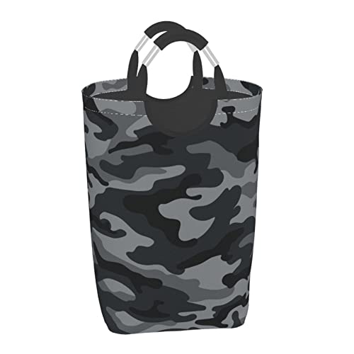 Gbuzozie Army Camouflage Laundry Hamper Black And Grey Camo Storage Basket Toys Clothes Organizer Bin For Home Bathroom Bedroom Dorm Nursery, 52L #TOP22