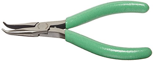 Xcelite CN255V Curved Nose Plier with Green Cushion Grip Handle, Serrated Jaw, 5