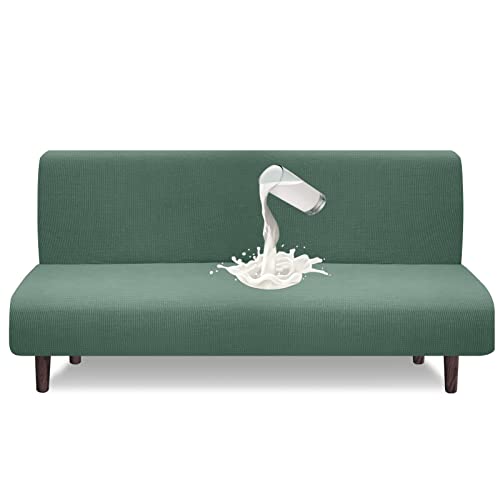 Granbest Housse de futon imperméable sans accoudoirs, protection haute élasticité pour canapé pliant antidérapant sans accoudoir (Vert Matcha)