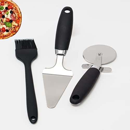 MYOTTPRO Pizza Cutter with Pizza Spatula and Pastry Brush - Stainless Steel Pizza Cutter Wheel with Non-Slip Handle and Pizza Server