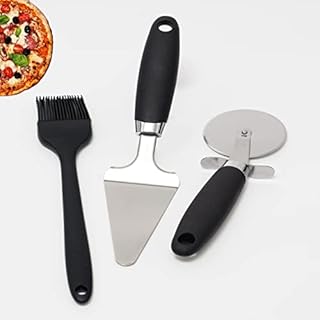 MYOTTPRO Pizza Cutter with Pizza Spatula and Pastry Brush - Stainless Steel Pizza Cutter Wheel with Non-Slip Handle and Pizza Server
