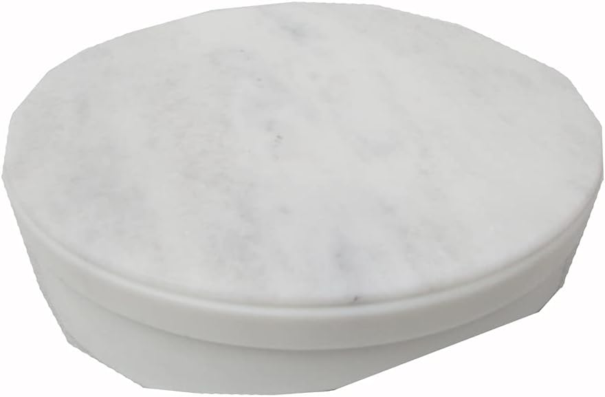 Primium Quality Handicraft White Marble chakla (10 inch) with Plastic Stand by Indian Collectible