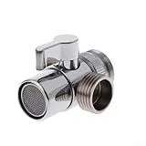 ZYNCUE Messing Waschbecken Ventil Umsteller für M22 x M24, 1/4-Umdrehung 2-Wege-Wasserdurchflusssplitter mit Chrom-Finish, für Brauseschlauchadapter