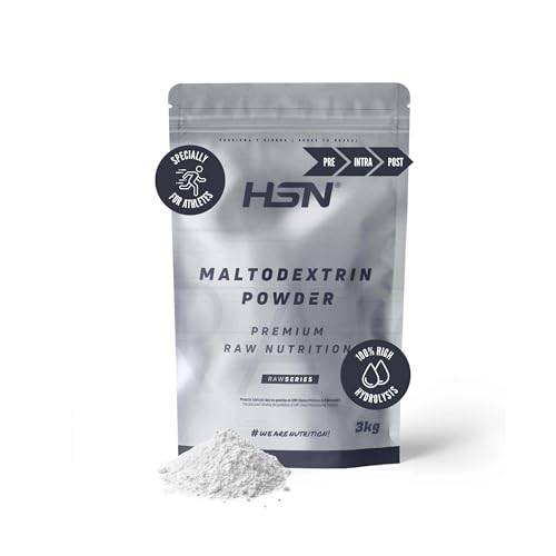 HSN Maltodextrina en Polvo 3 Kg | Sabor Neutro | 100% Puro Carbohidrato | Uso Deportivo y Nutricional | Vegano, Sin Gluten, Sin Lactosa, No GMO | No Incluye Dosificador