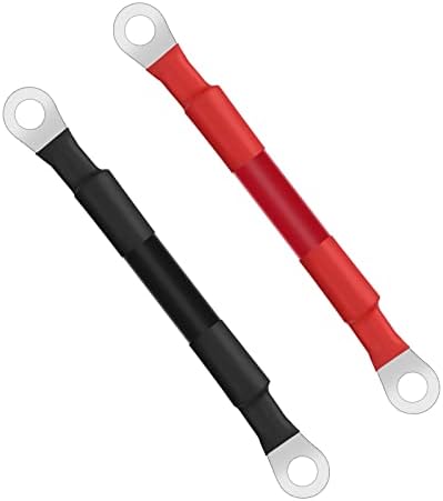 URAQT Batteriekabel, 2 Stück 15CM 35mm² 2AWG Starthilfekabel Auto 12V Batterie Kabel Rot Schwarz Kupferkabel mit M10 Ringklemmen Kupferdraht für Auto KFZ LKW Motorrad Solar Wohnmob