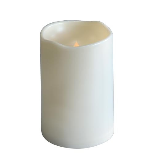 Image of CANDLE CHOICE Extra Large Waterproof Outdoor Flameless Candle D6 inchxH9 inch Big Tall Battery Operated Pillar Candle with 6-hour Auto Timer Ivory Plastic Realistic Flickering LED Light for Garden Decorations