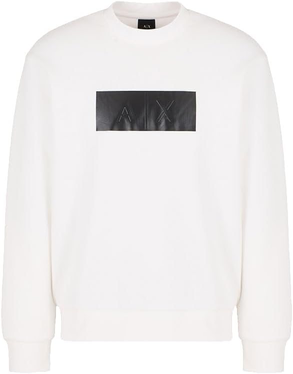Armani Exchange mens Monochromatic Rectangle Logo Sweatshirt