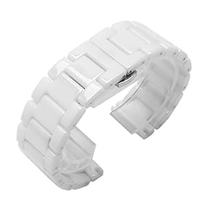 Ceramic Watch Band Universal strap with Quick Release Pins Butterfly Buckle Deployment Clasp Bracelet 14mm 16mm 18mm 20mm 22mm White Black
