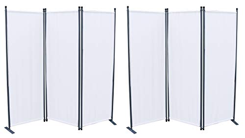 GRASEKAMP - Paravientos de Calidad Desde 1972, 2 Unidades, 3 Piezas, Separador de ambientes, Pantalla de privacidad, Color Blanco