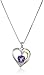 Sterling Silver and 14k Yellow Gold Amethyst and Diamond-Accent Heart Framed Pendant Necklace (.007 cttw, I-J Color, I2-I3 Clarity), 18"
