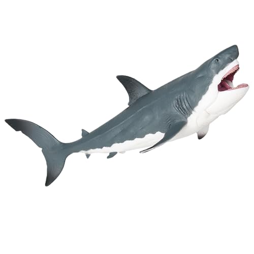 AENIMELY Megalodon Shark Figurine Prehistoric Movable Mouth Large Shark Toys Deep Sea Creature Ocean Animal Model for Kids Bath Toy Cake Topper