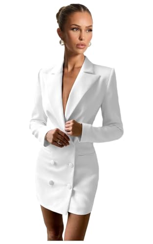 Blazer Dress for Women Sexy Bodycon White Blazer Dress Double