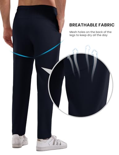 Rdruko Men's Lightweight Track Pants with Zipper Pockets Mesh Athletic Workout Sweatpants Open Bottom2