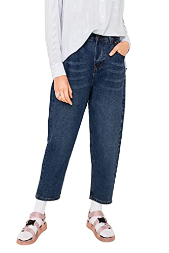 be Women's Carrot Jeans with Buttoned Pleats, Blue (104), M