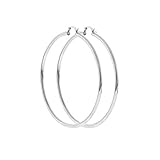 Women's Trendy Extra Large 80mm Extra Extra Large 100mm Rhodium Plated Round BIG Hoop Silver Tone Earrings Click Top (XL 80mm)