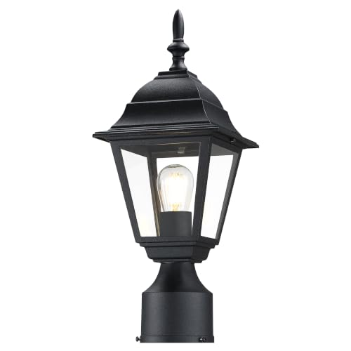 LIT-PaTH Outdoor Post Light, Aluminum Pole Lantern, Black, 1 Pack