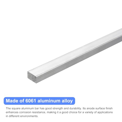 Image of uxcell Square Aluminum Flat Bar, 1 /2 inch Thick 0.8 inch Width 10 inch Length Square Aluminum Bar 6061 Aluminum Flat Plate, 12 x 20 x 254mm T6511 Solid New Mill Stock for Industrial Building