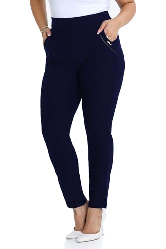 Kendindza Collection Damen Hosen elegant Stoffhose Damen elegant Hose Damen elegant Anzughose Damen Damenhose mit Gummizug Stretch Hose Damen Blaue Hose Damen elegant Schlupfhose Damen Blau Blau XXL