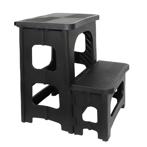 Folding Step Stool for Adults Kids - Plastic Kitchen Step Stool Foldable 330lbs Capacity Collapsible Small Toddler Stools with Wide Anti-Slip Pedal for Indoor and Outdoor
