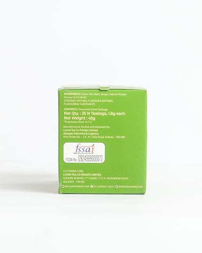 Image of Makaibari Green Valley Apoorva Pure Tulsi and Ginger Green Tea bags | Premium Green Tea | Anti-Oxidants, Immunity Booster | 25 Tea bags | 45g