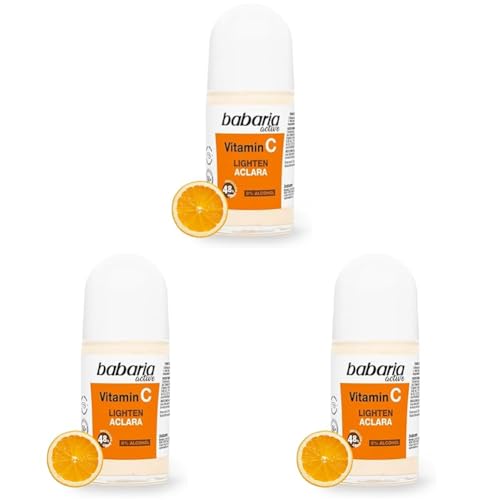 Babaria - Desodorante Hombre y Mujer con Vitamina C | Desodorante Niños y Adultos | Roll On Vitamina C 30 ml (Paquete de 3)