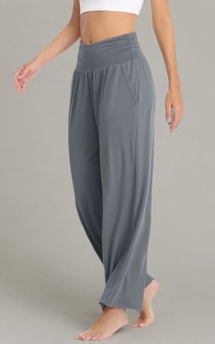 Image of TARSE Womens Wide Leg Pants Casual Loose Yoga Sweatpants Comfy Lounge Pajama Flowy Pants Pockets
