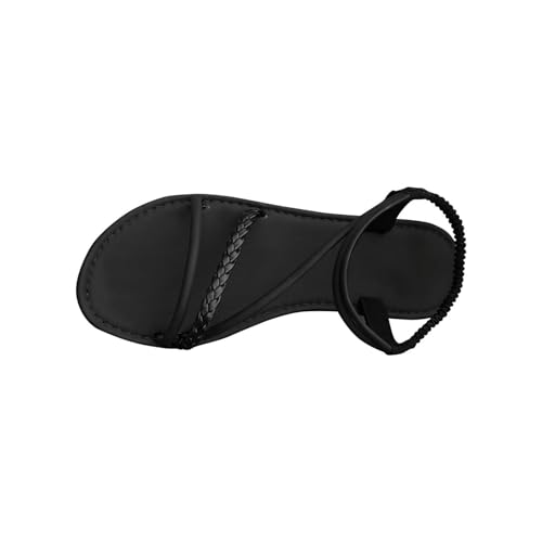 Sandales romaines femme plates et nu-pieds de plage légers à bout rond ouvert