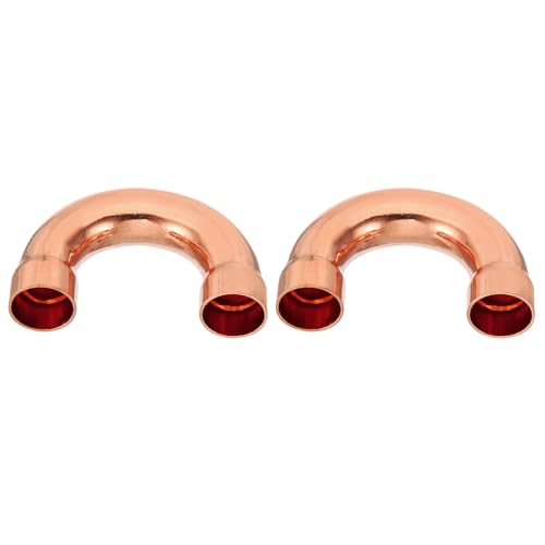 PATIKIL 2pcs Raccord Coudé Cuivre pour Tuyaux Gaz, 19mm Raccord Tuyau d'Arrosage Durite Essence, Raccords Tuyauterie à Pression pour HVAC Climatisation Plomberie, Épaisseur 1mm - U Forme