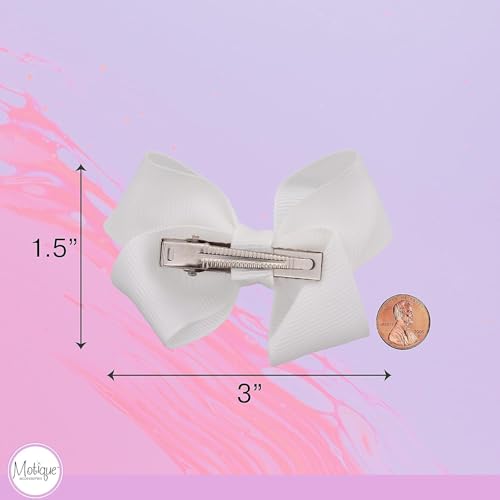 Image of Small Solid Bows for Girls - Set of 12 (White)