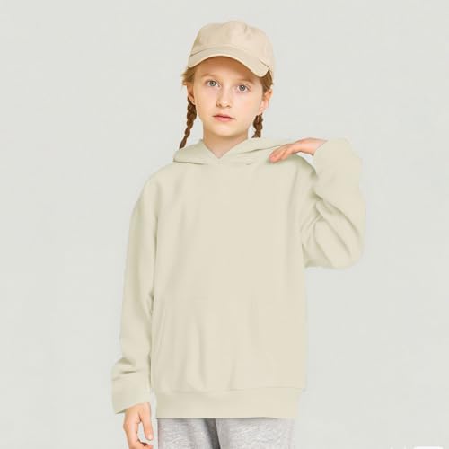 DDAPJ pyju Big Kids Girls Hoodies Fleece Sweatshirts Youth Solid Color Long Sleeve Hooded Pullover for Children (4-14 Years)3