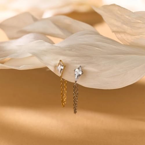 16G 18G Helix Earring Rook Piercing Jewelry Titanium Dangle CZ Chain Tragus Stud Flat Back Stud Cartilage Earring2