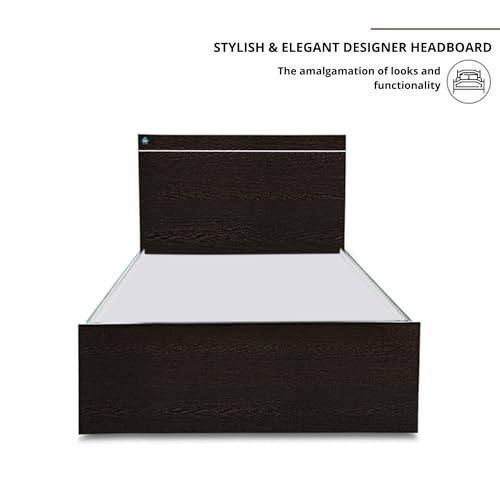 Image of DELITE KOM | 1 Year Warranty | Single Bed, Jazz Engineered Wood Bed Without Storage, Wooden Bed (77x37 Inches) | Installation Included | Color - Flowery Wenge | Good for Bedroom