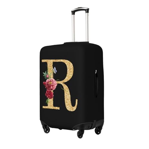 Tropical Flowers Golden Letter R Travel Luggage Cover Suitcase Protector Bag,Double-Sided Printed Fits 18-32 Inch Luggage,Suitcase Sleeve For Kid And Adult,Small2