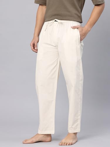 Image of Majestic Man Men's Pure Cotton Solid Lounge Pyjama Pants| Comfort Fit | Elastic Waist with Drawstring | 3 Pockets | Front Zip Closure