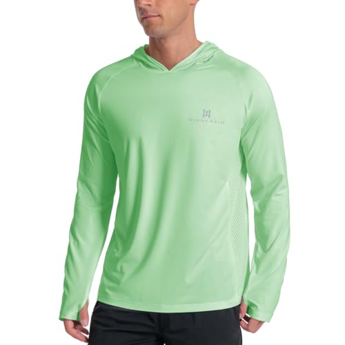 Men's Sun Protection Hoodie UPF 50+ Fishing Long Sleeve Rash Guard Shirt SPF UV Protection T-Shirt Lightweight