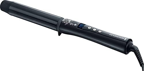 Bild 1 - Remington Lockenstab große Locken [32mm] Pearl Digital (Keramikbeschichtung mit echten Perlen) LCD-Display 130-210°C, inkl. Hitzehandschuh, sanfte Wellen feines bis kräftiges Haar, Schwarz, CI9533