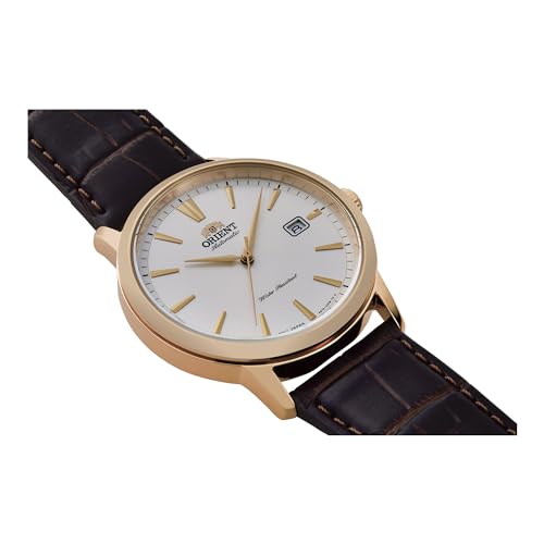Image of Orient RA-AC0F04S10B Men's Analogue Automatic Watch with Leather Strap, Brown, Strap.