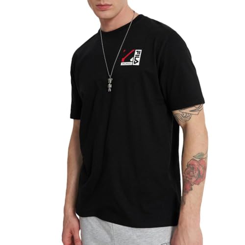 FILA - Camiseta negra para hombre, Negro , M