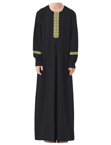 WSPLYSPJY Long Sleeve Abaya for Girls Muslim Islamic Dresses Kids Printed Maxi Prayer Clothes Robe4