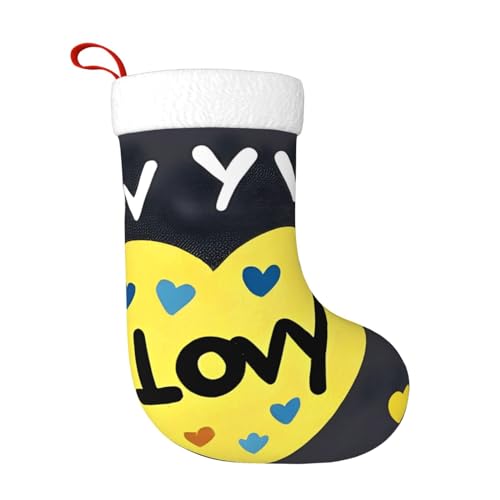 MYGANN Love You with All My Heart 17.7in Hanging Stockings for Christmas Halloween New Year Home Fireplace Christmas Tree Decoration