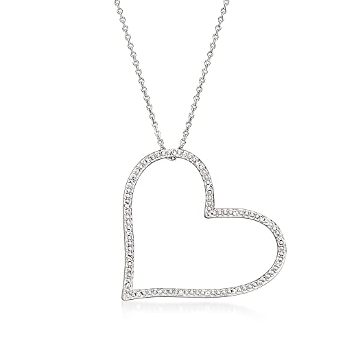 Ross-Simons 0.10 ct. t.w. Diamond Heart Pendant Necklace in Sterling Silver - Main Image