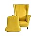 Highdi Funda de Sillón de Orejas Elástica Terciopelo, Funda de Sofá Relax 2 Piezas con Funda de Cojín, Color sólido Fundas Protector de Butaca para Dormitorio,Recepción,Club (Amarillo)