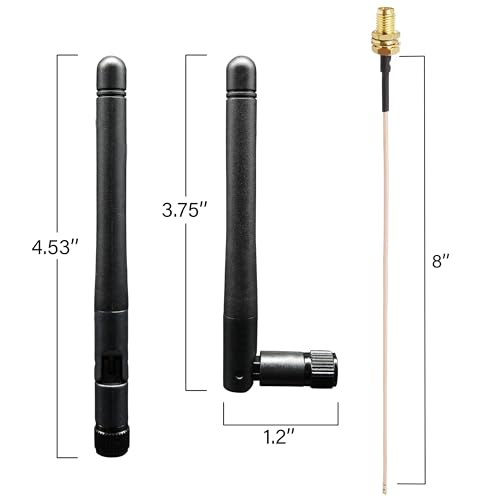 Image of WiFi Bluetooth Antenna 2 Pack & Pigtail 2 Pack, 5Ghz 2.4Ghz WiFi Card Antenna 3dBi, 8-Inch RP SMA-Female to IPEX1 /UFL Cable, for Mini PCIe Network Cards and Routers