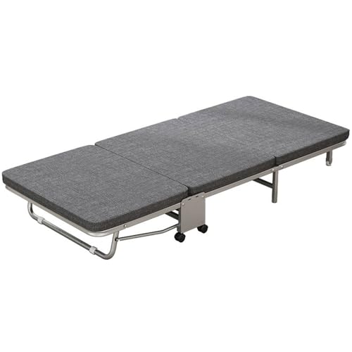 Cómoda cama plegable con esponja gruesa de 3 cm, ruedas silenciosas multidireccionales, cama plegable para adultos, 80 cm