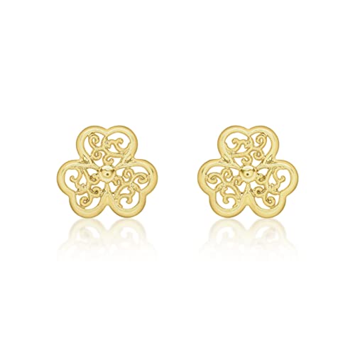 Boucles d'oreilles trèfle or jaune 9 ct Carissima finies les allergies aux lobes