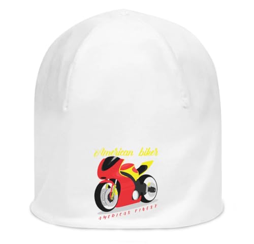 Bonnet Speed Racer blanc en coton extensible - Bonnet unisexe American Biker taille unique