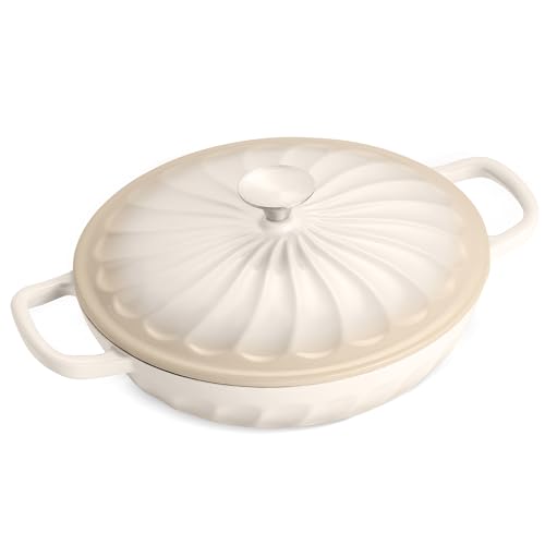 Enameled Cast Iron Braiser, 3.8 Quart Enamel Dutch...