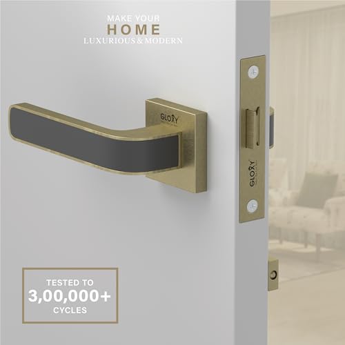 Image of GLOXY Heavy Duty Mortise Baby Latch Door Lock Handle Set for Bathroom Weatherproof Door Lock Latch for Bathroom with Brass Keyless Lock | Antique & Black Finish (2 Years Warranty, Pack of 1)