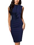 Miusol Women's Retro 1950s Style Half Collar Ruffle Cocktail Pencil Dress(Large,A-Navy Blue